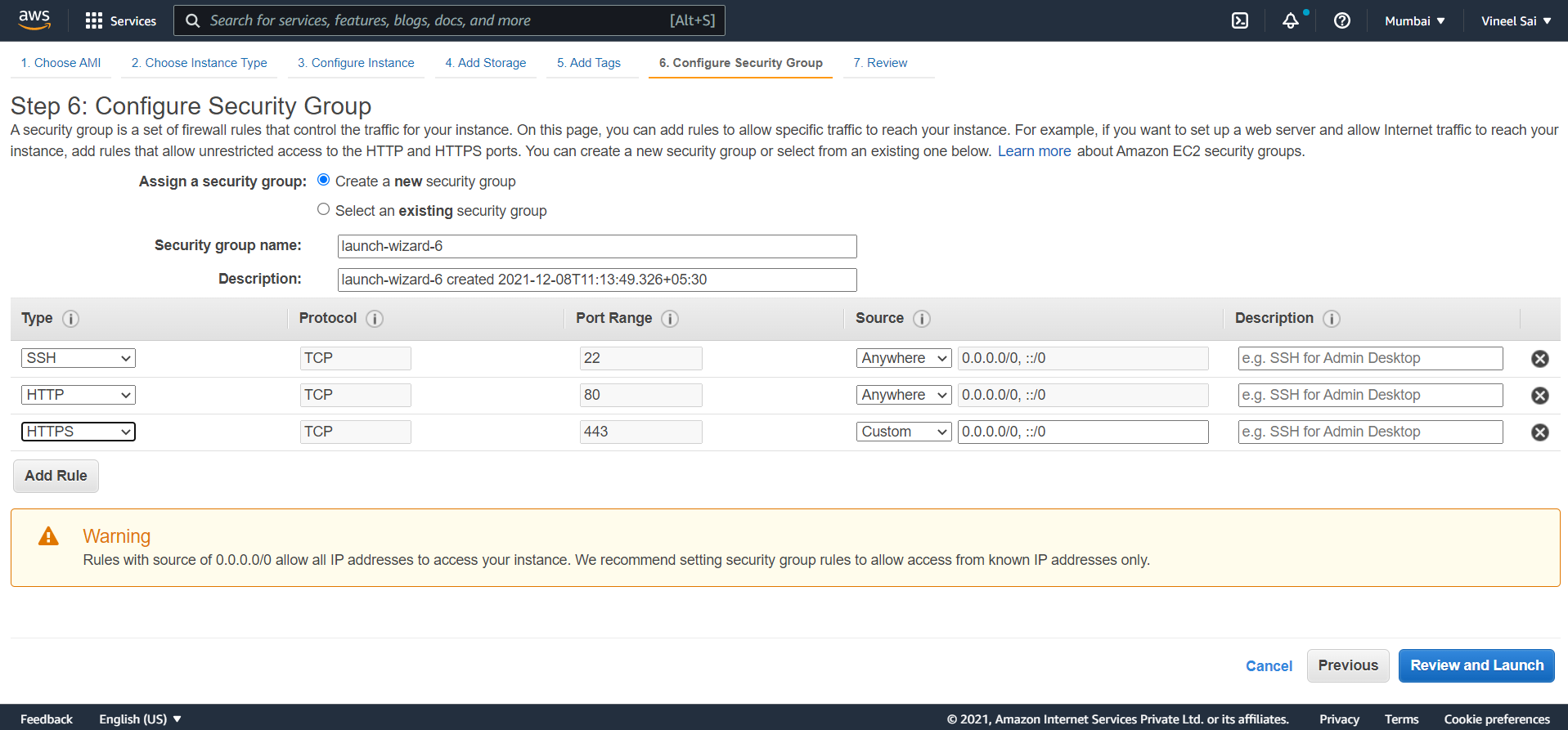Configure Security Groups